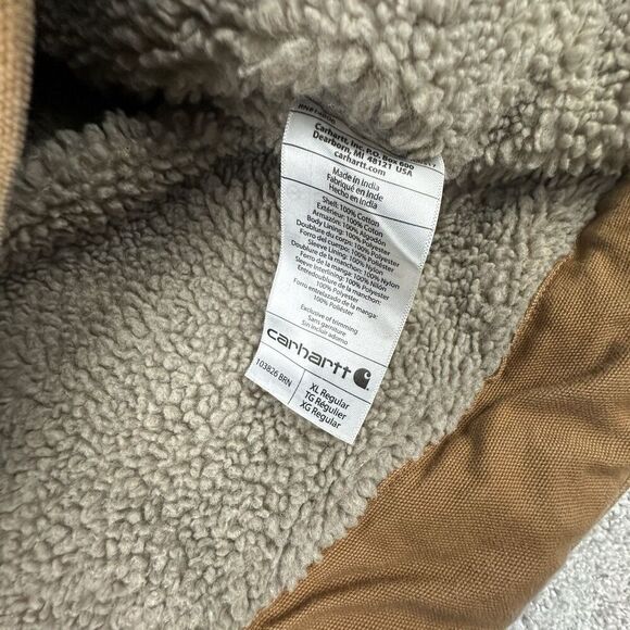 Carhartt Sherpa Lined Utility Jacket Washed Duck Mens XL Regular Beige Workwear - Picture 7 of 11